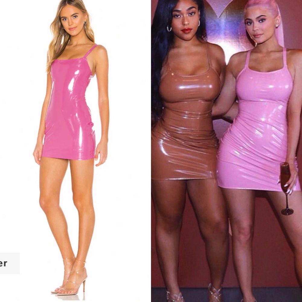 Superdown Kylee bubblegum pink latex mini dress Sz M